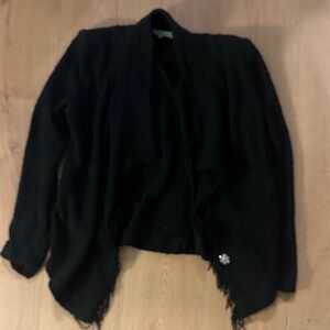 IRO Black Draped Cardigan with Fringe 38 s/m
